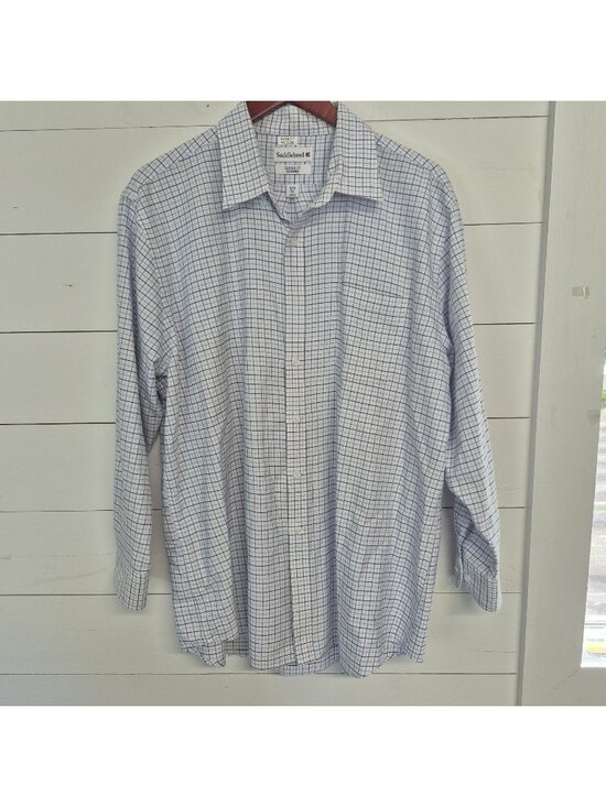 Saddlebred Other - Saddlebred Men's Classic Fit Oxford Shirt 17-17.5 XL Blue Plaid Button-Down
